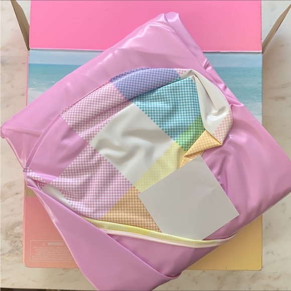 Stoney Clover Lane Inflatable Water Float in Rainbow Gingham Heart - Picture 6 of 6